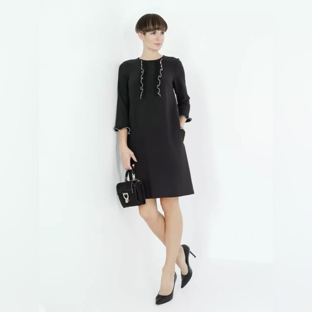 Weekend Max Mara Black Dress‎ with Ruffles *Est Size Med/Large*
